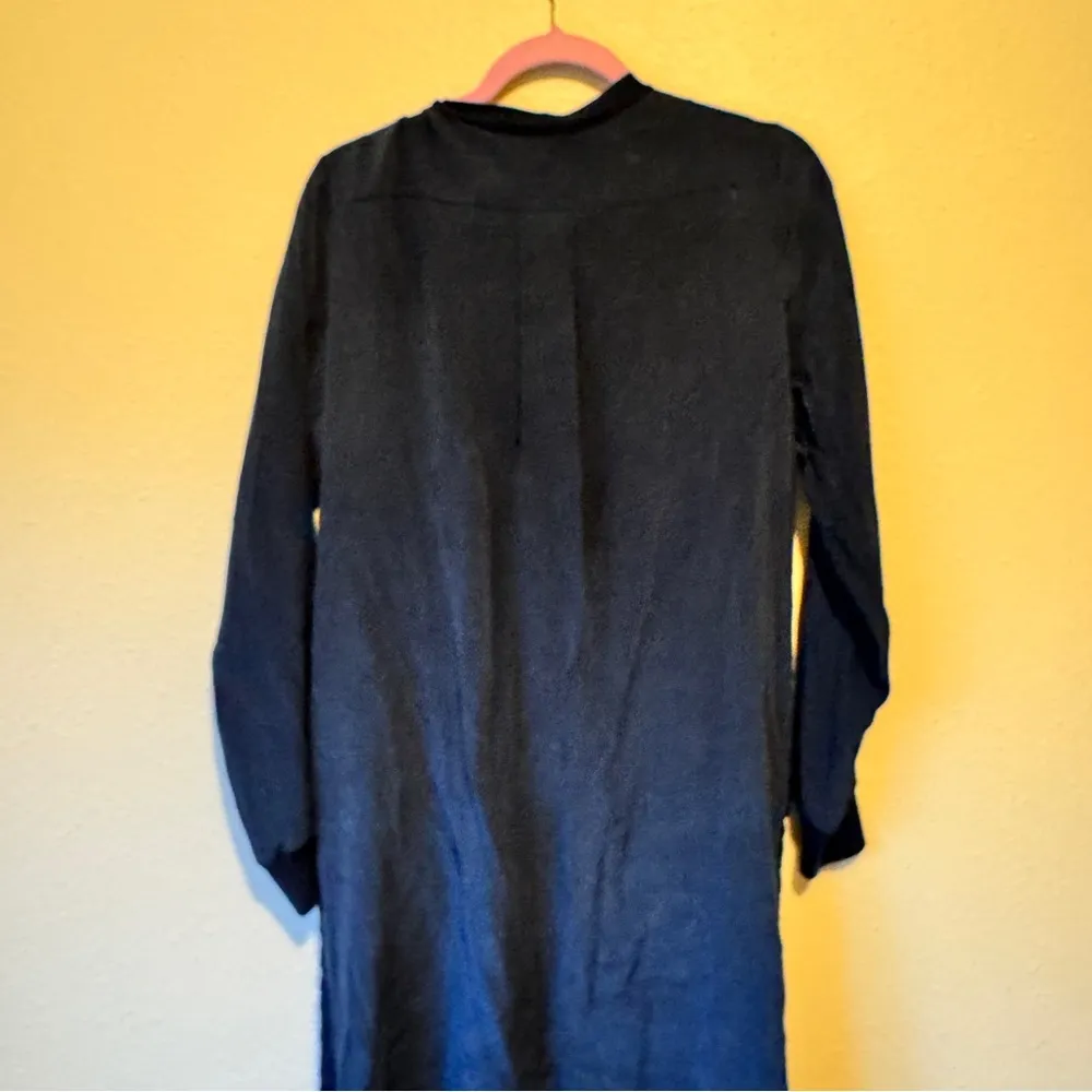 Vince Black Long Sleeve Shift Dress Womens M Silk Cotton Fall Preppy Classic - Image 8