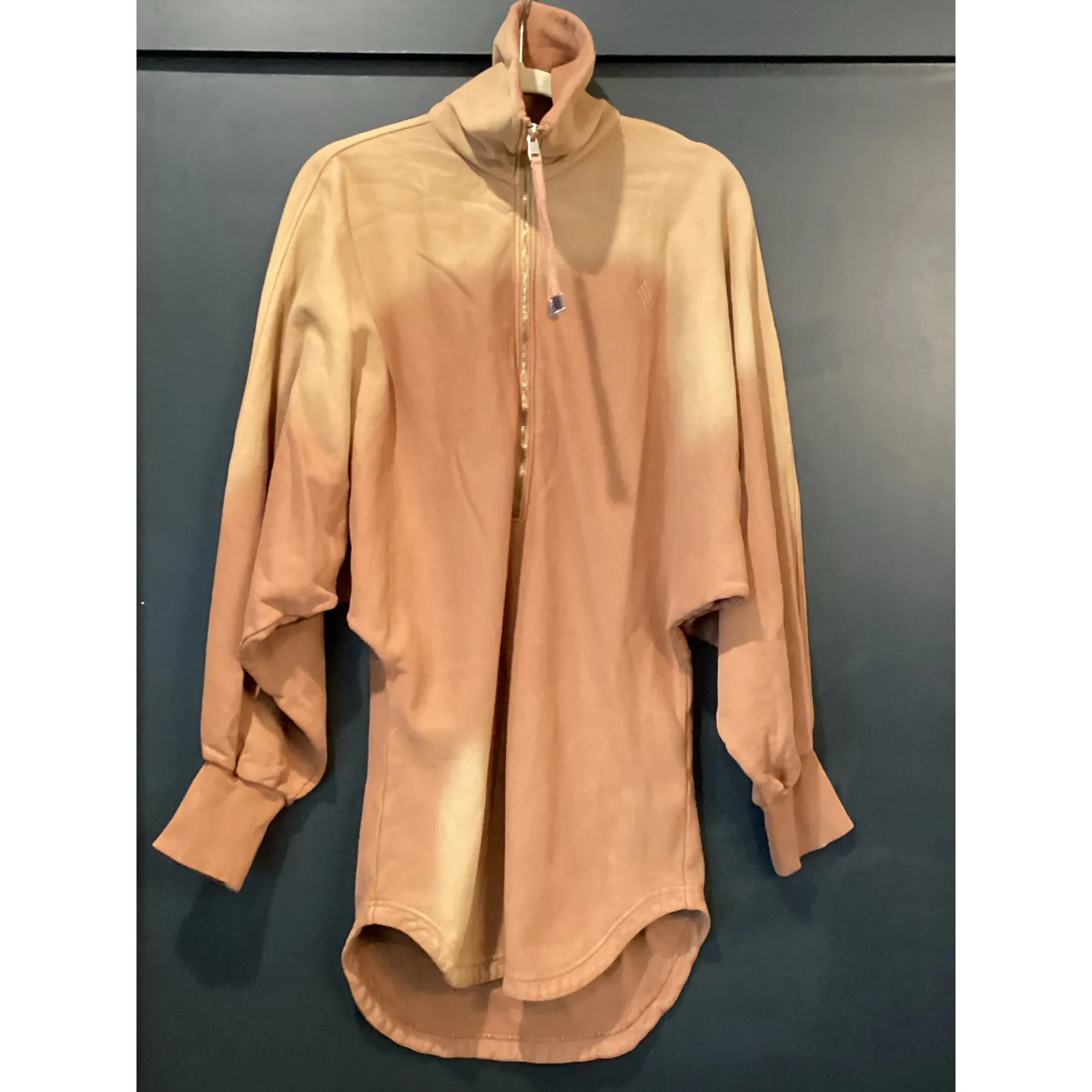 The Attico cotton long sleeve ombré brown zip sweatshirt mini dress size 38 XS 0 - Image 11
