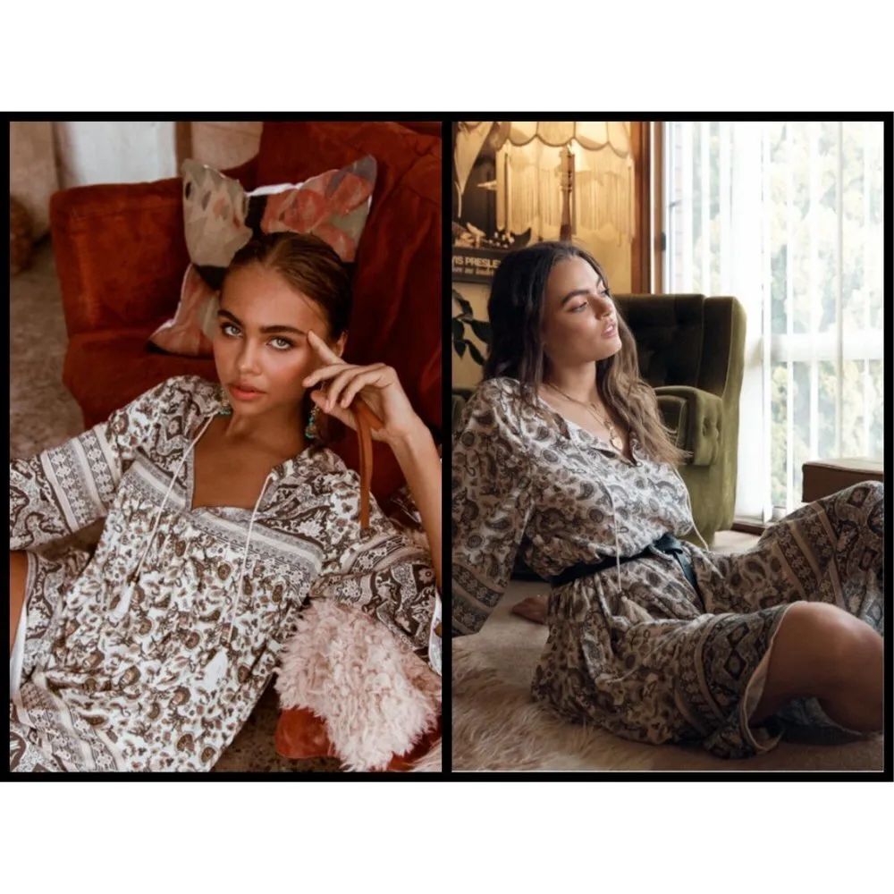 💕SPELL & THE GYPSY💕 Journey Boho Dress ~ Ash Medium M NWT Brown - Image 3