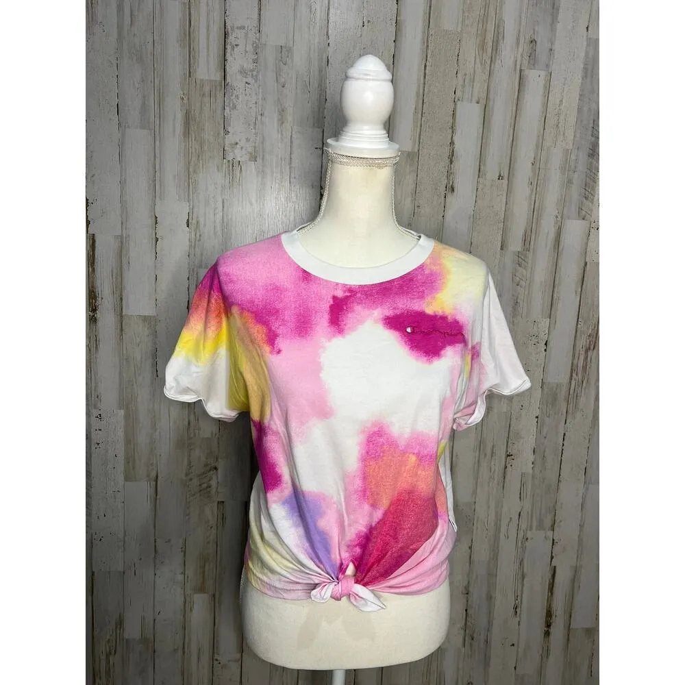 Champion Women's Tie-Dye T-Shirt Multicolor Size‎ Small Casual Crew Neck - Image 2