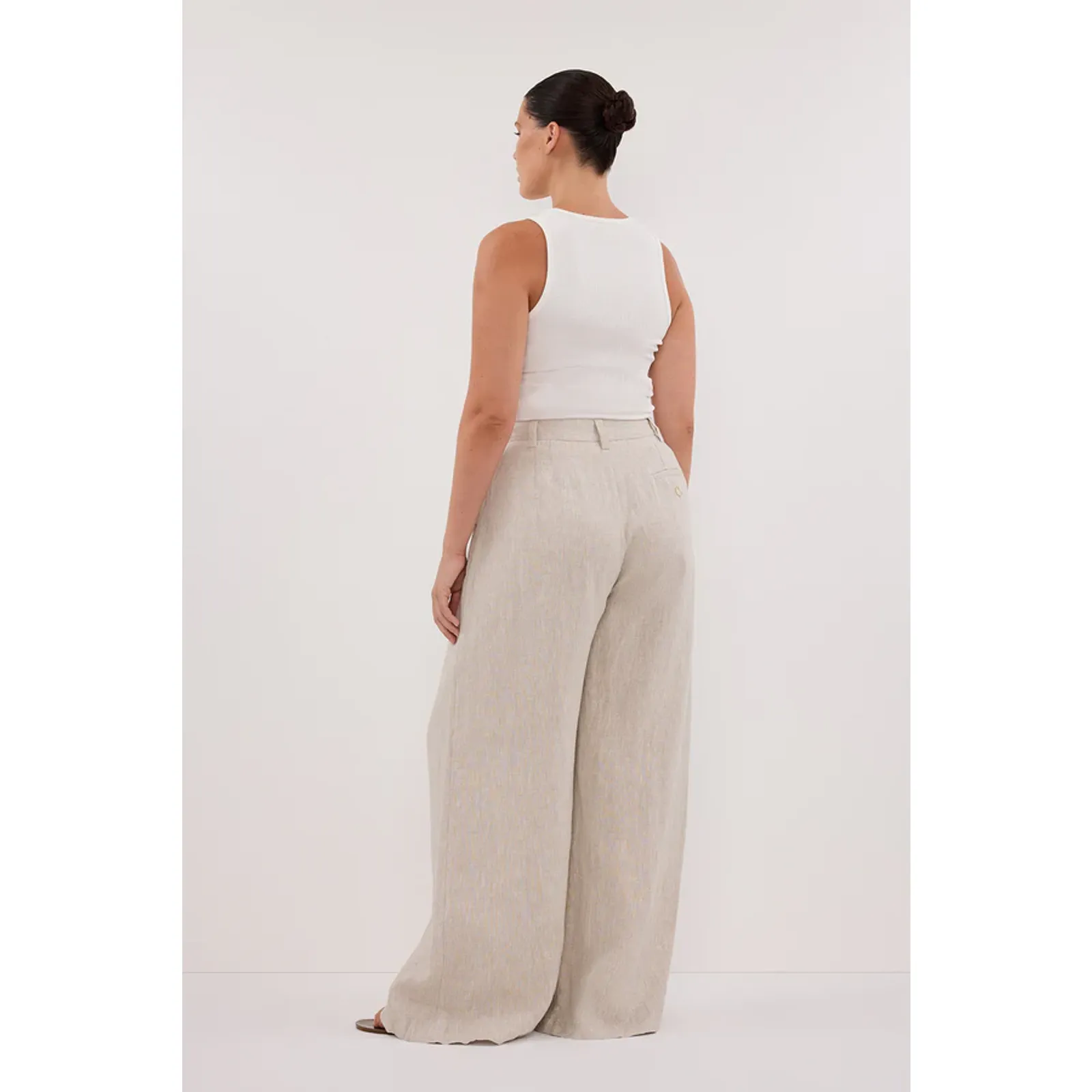 Dissh Holden Linen High Rise Pleated Wide Leg Trouser Pants Natural Women Size 4 - Image 5
