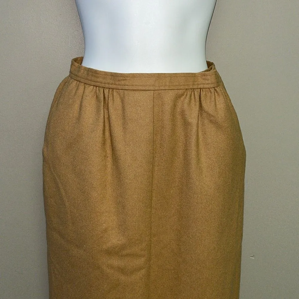 Pendleton Vintage Tan Pure Virgin Wool Lined Midi Pull-On Skirt Size 8 M516–149 - Image 4