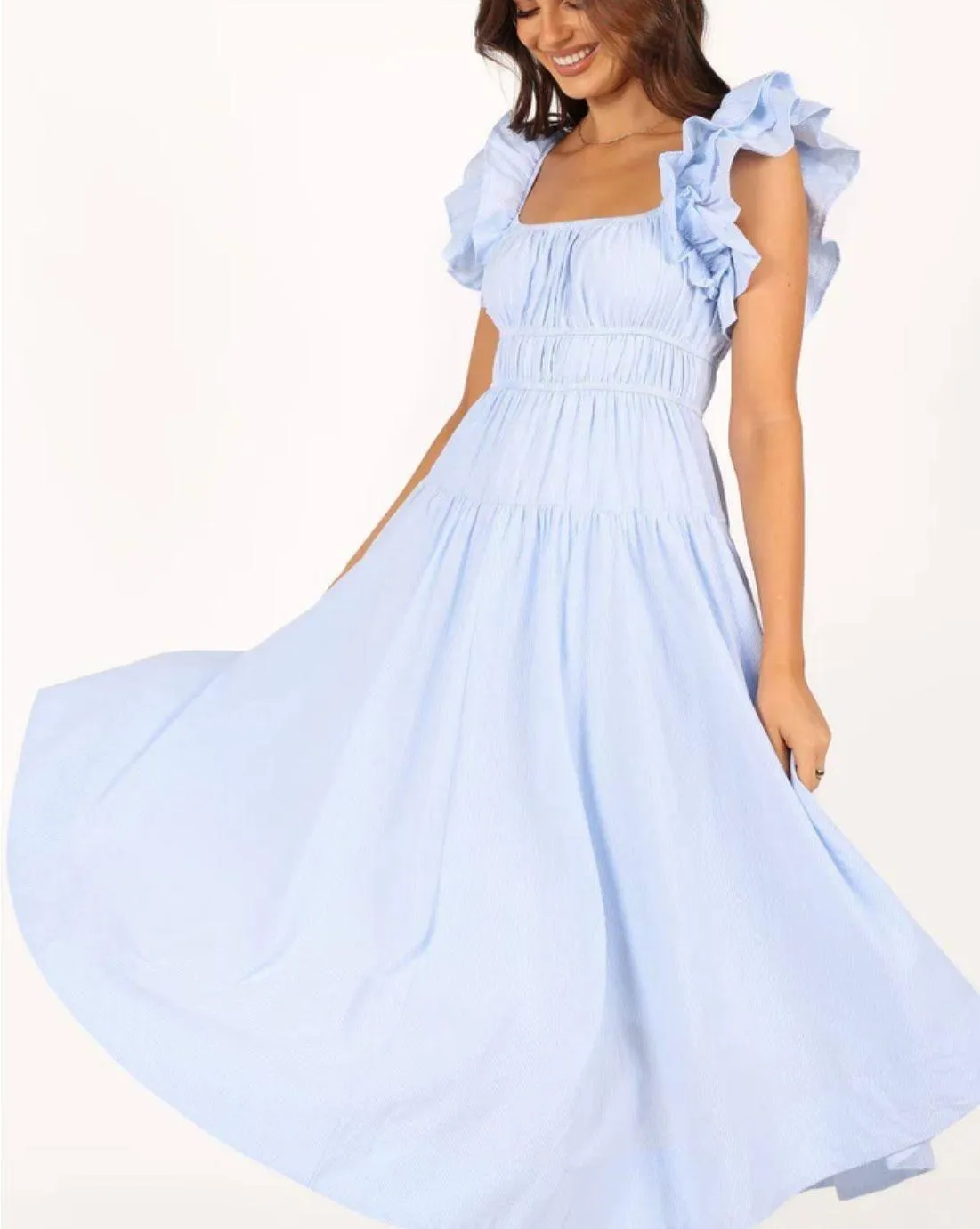 Linda Midi Dress Blue Stripe - Image 6