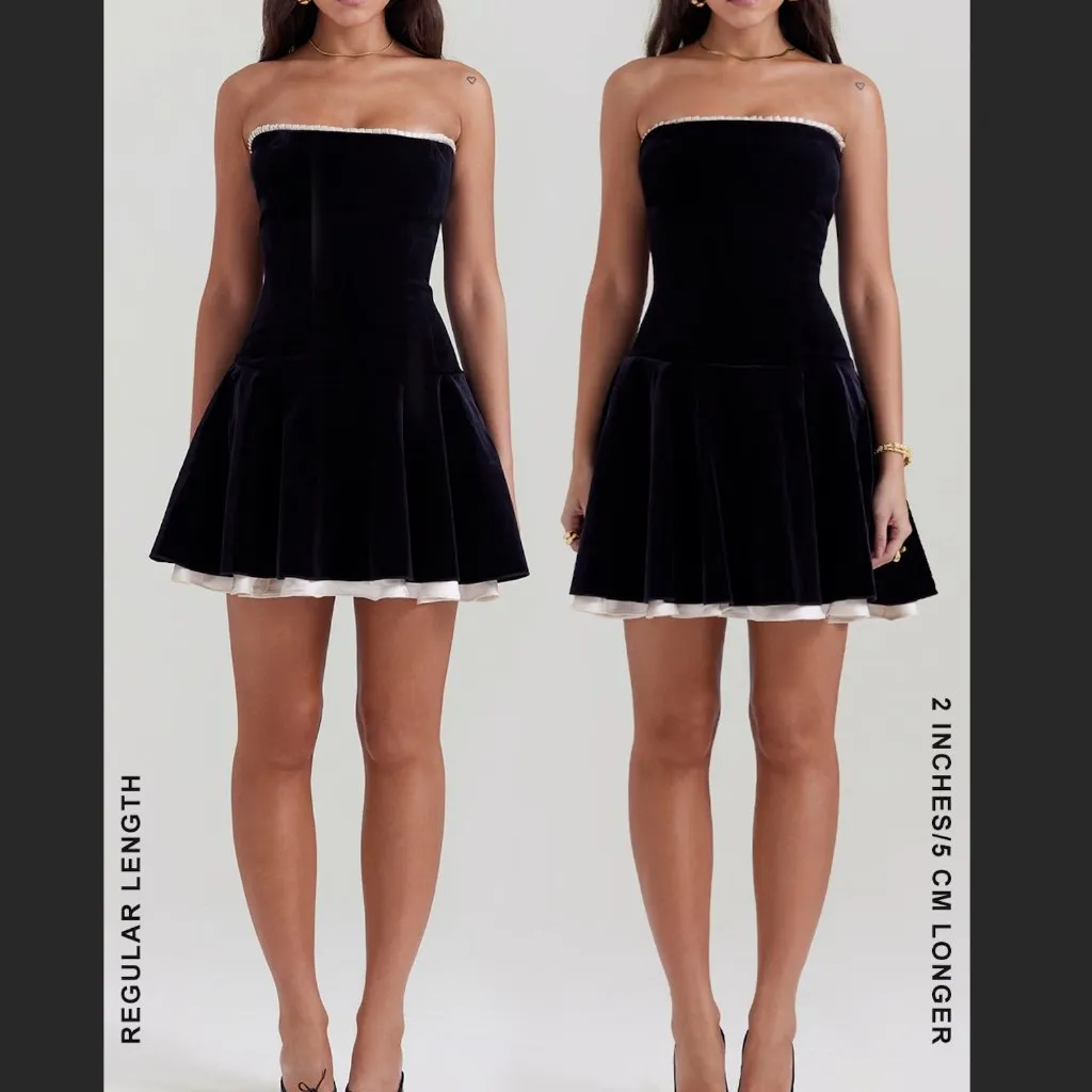 NWT HOUSE OF CB Marilla black velvet strapless dress- longer length - Image 7