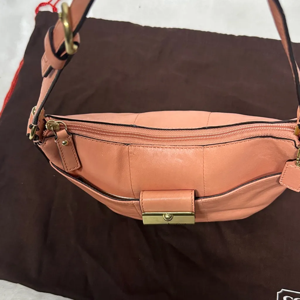 Coach Kristy  Coral-Peach  Leather Mini Hobo Bag with Dustbag - Image 8