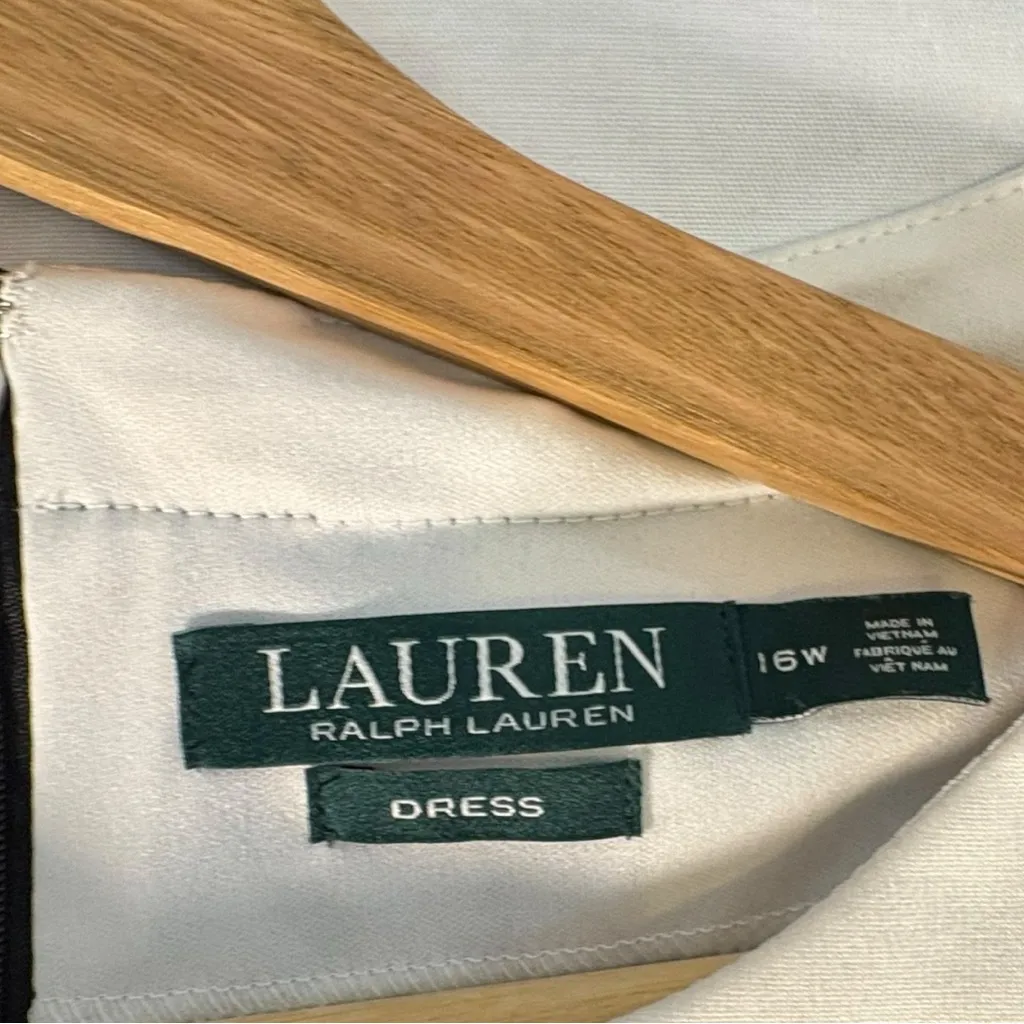 Lauren Ralph Lauren Dress 16W Black White Trim Sleeveless Stretch Classic Fit - Image 8