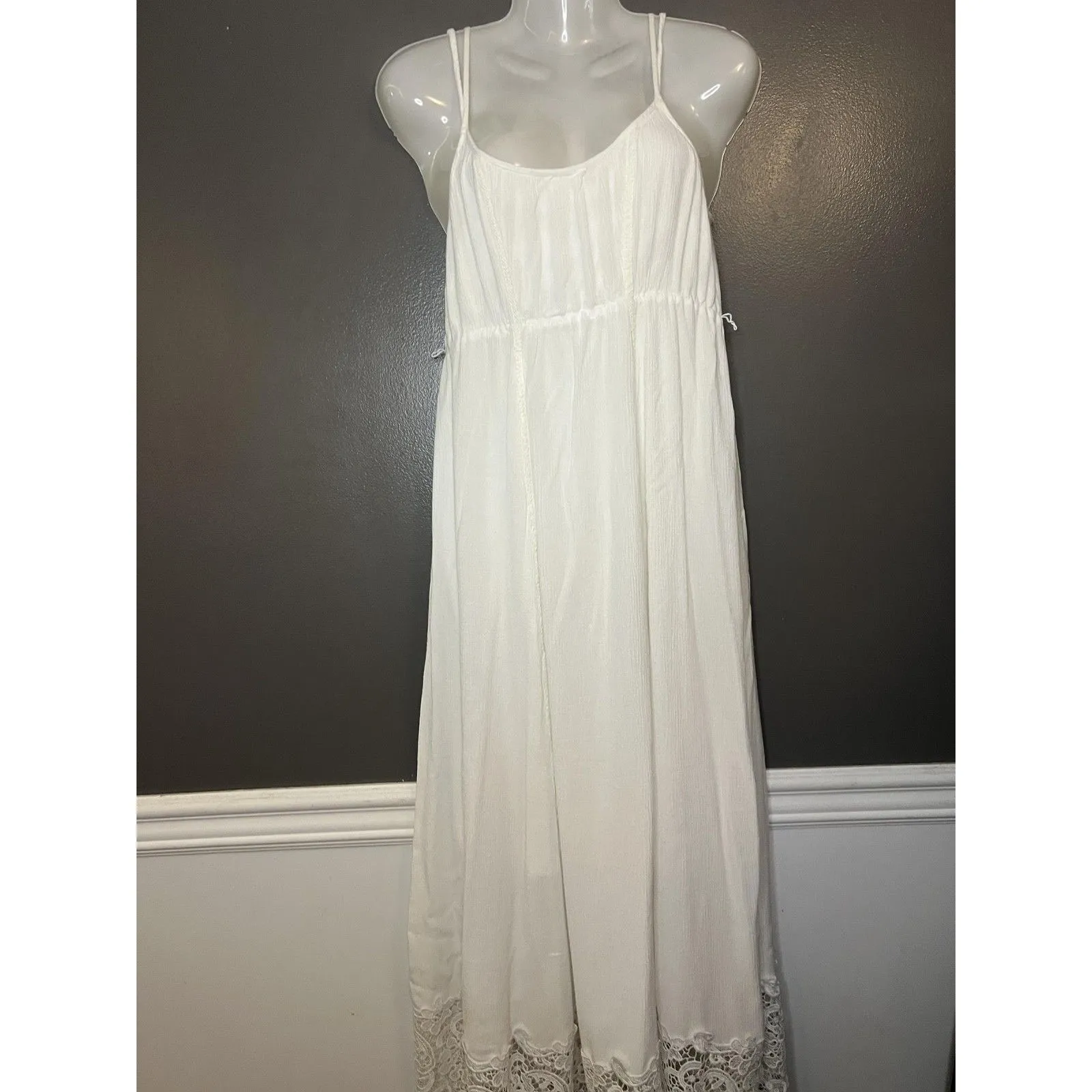 Motherhood Maternity Dress Womens Small White Lace Hem Maxi Sleeveless Sundress - Image 2