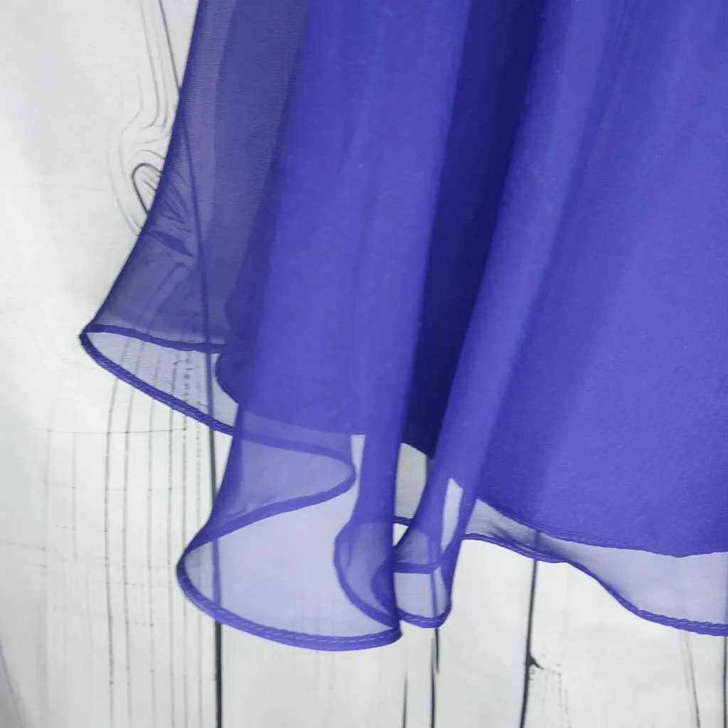 Sherri Hill Royal Purple Strapless  Dress with Cut Out Front With Embellishments - Image 6