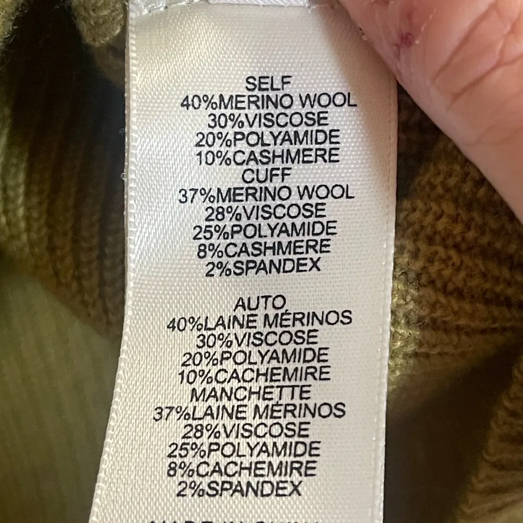 Rebecca Taylor Rib Mock Neck  Knit Sweater in Olive Balloon Slv Wool/ Cashmere M - Image 10