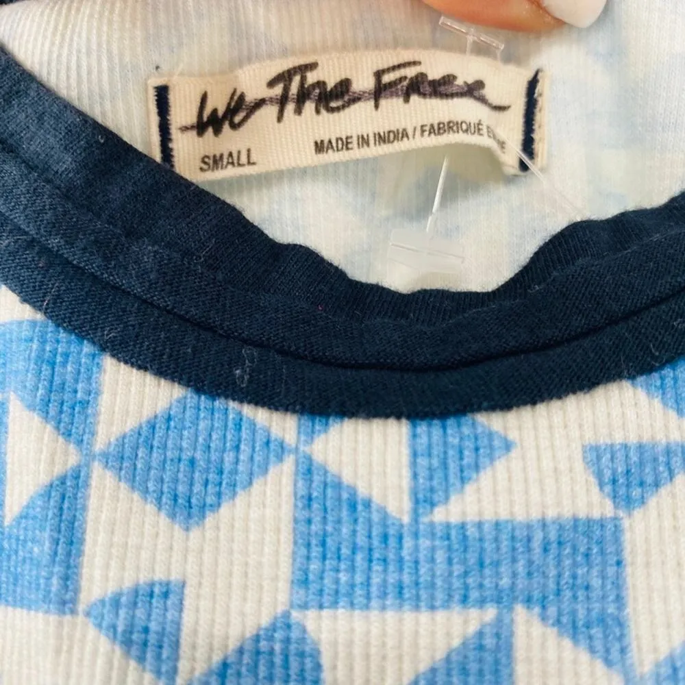 NEW Free People Too Hot To Handle Top Blue Combo Small Edgy Boho Fairy Grunge - Image 5