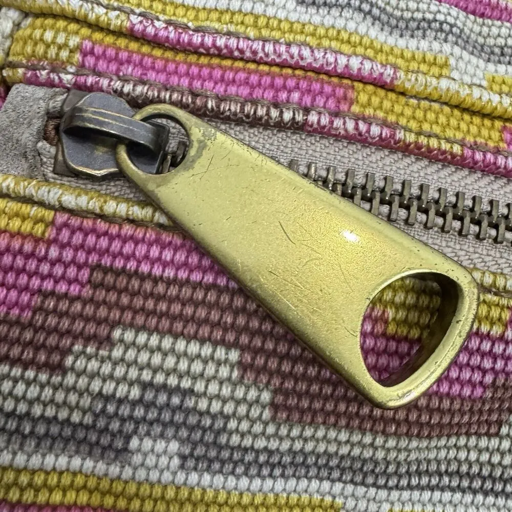 Fossil Explorer Tapestry Western Crossbody Bag Leather Canvas Multicolor Boho - Image 11