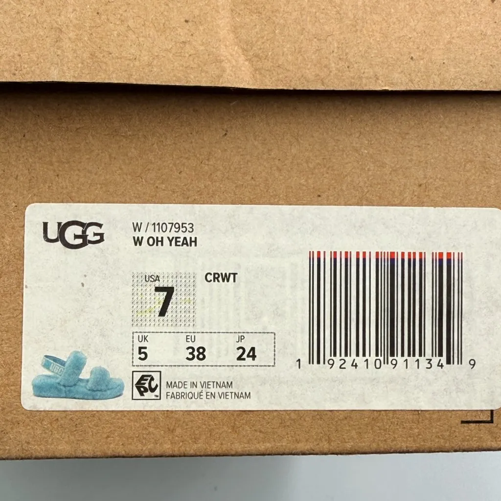 UGG Oh Yeah Slide Size 7 Slipper Shoe Teal Sky Blue - Image 2