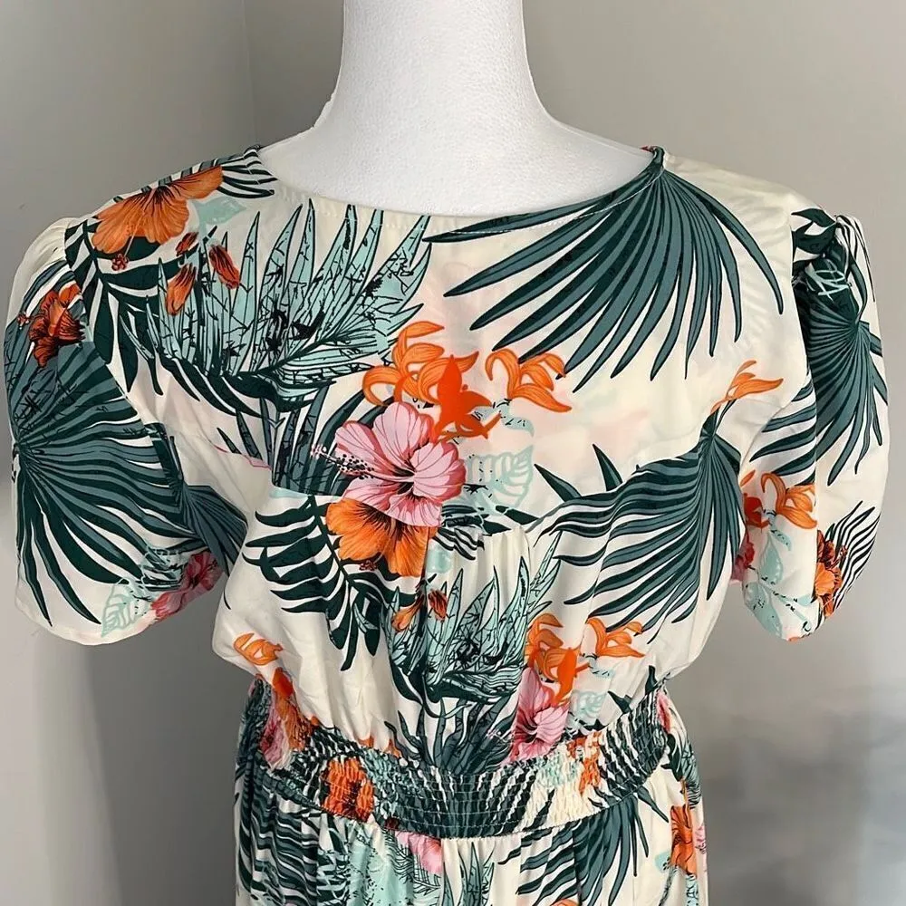 Milumia‎ Women Button Up Floral Print Party Split Flowy Maxi Dress. Size Large. Green - Image 7