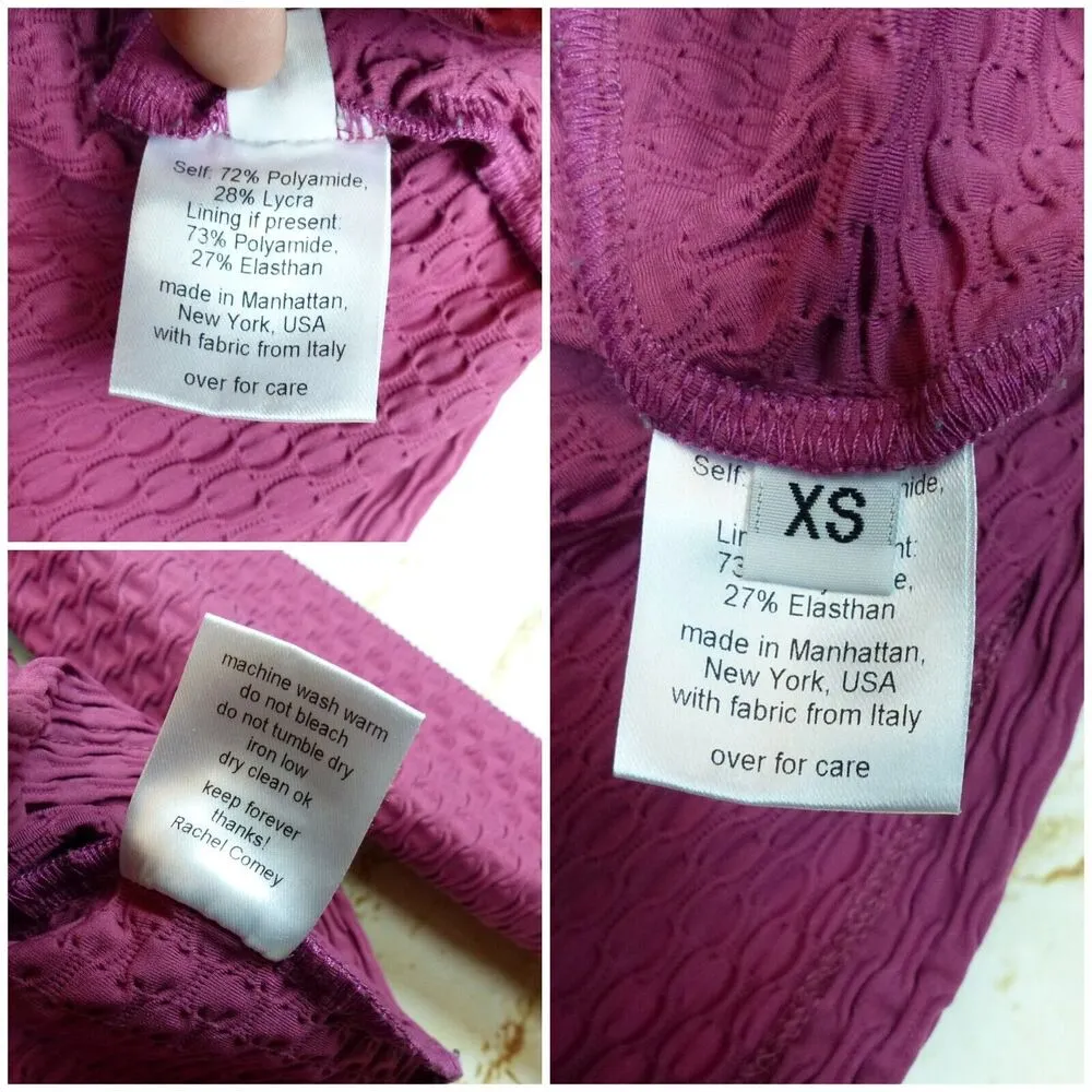 Rachel Comey Swim Rash Guard Top Women XS Pink Honeycomb Texture Stretch Crop LS - Image 9