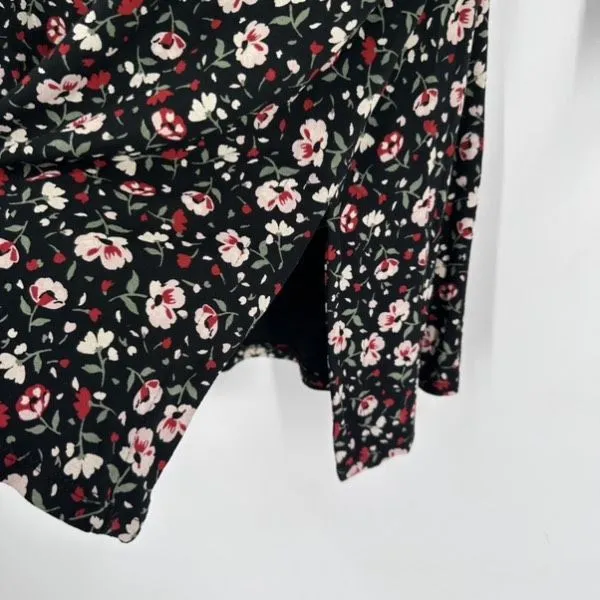 NWT J. Jill Women's Wherever Floral Crew Neck 3/4 Sleeve Blouse Black‎ XL Petite Black - Image 6