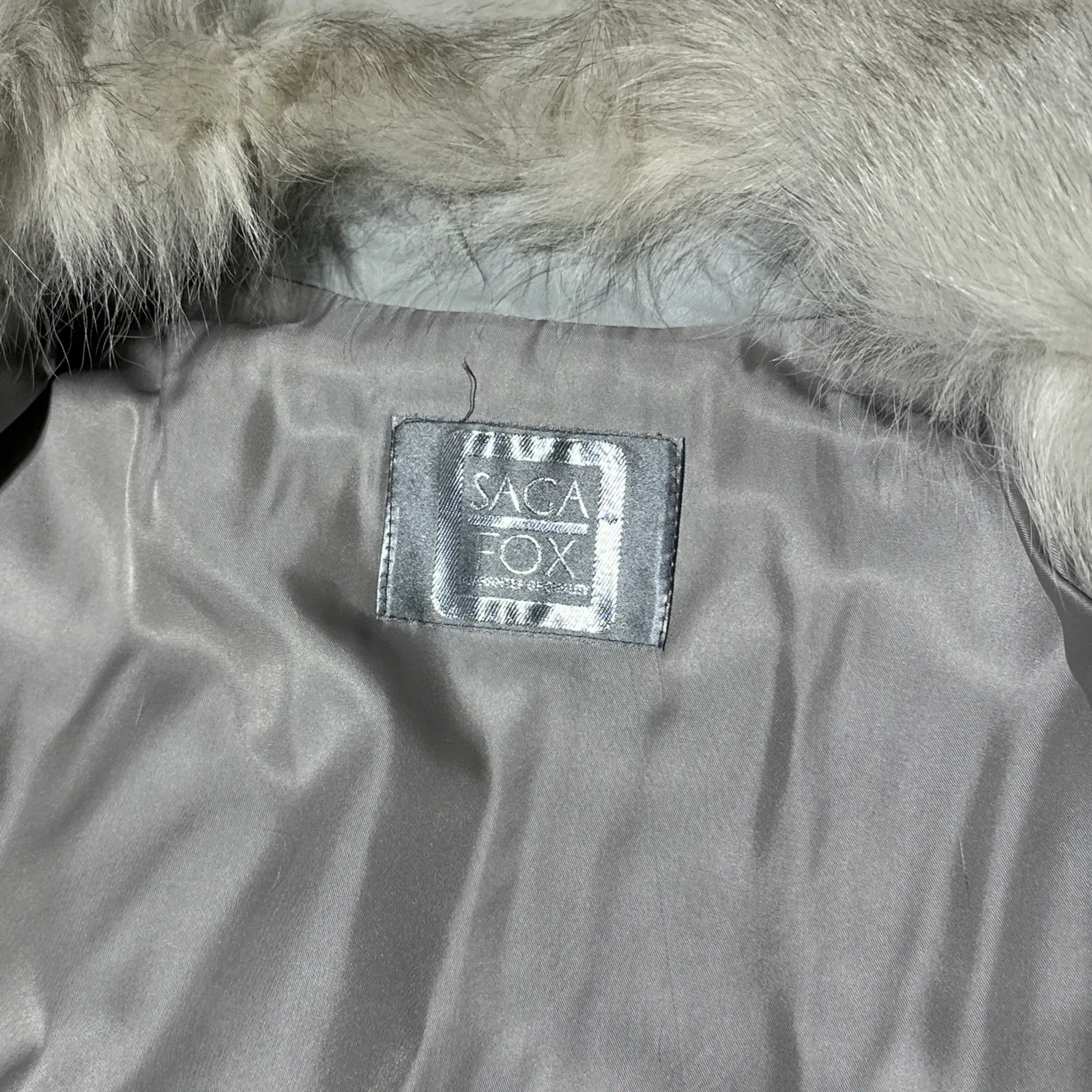 Vintage SAGA FOX Fur Coat Women's Size M SILVER TAG White Grey Korea 1970s Size M - Image 5