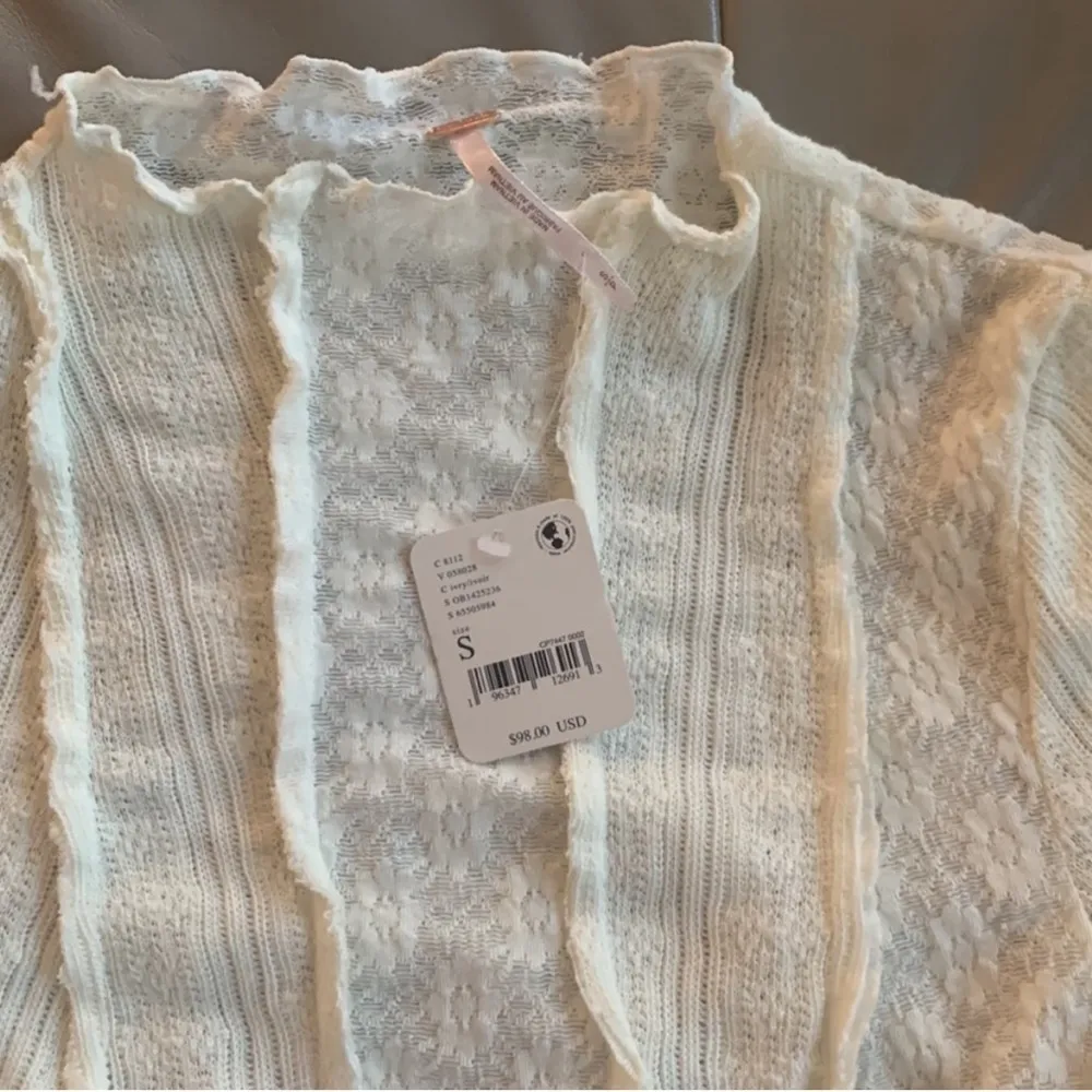 Free People Lula Gardenia Mock Neck Knit Top SMALL Ivory Long Sleeve $88 - Image 15