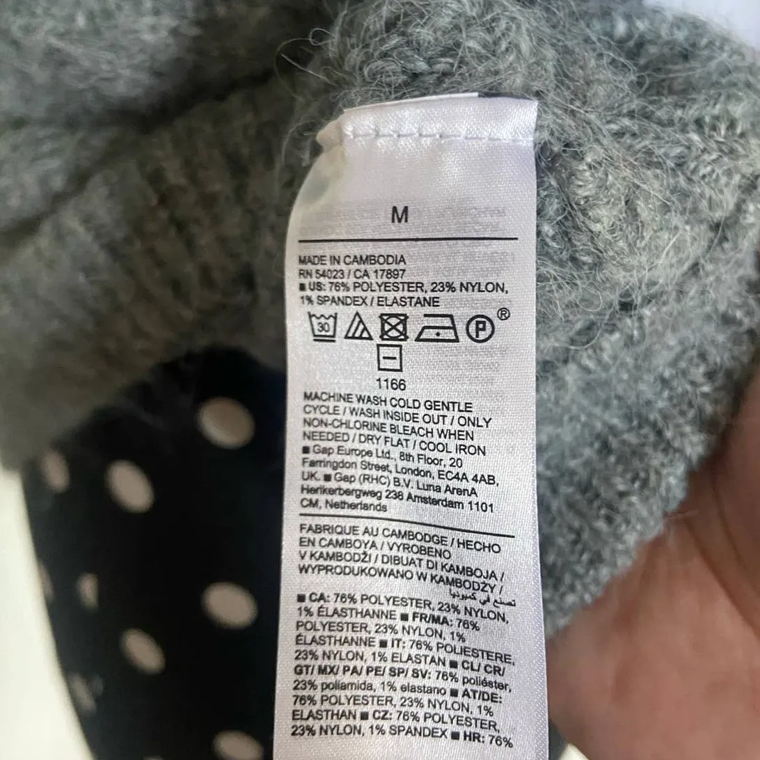 Old Navy Womens Sweater Sz M Gray‎ Cropped Cableknit Turtleneck Sleeveless NEW - Image 8