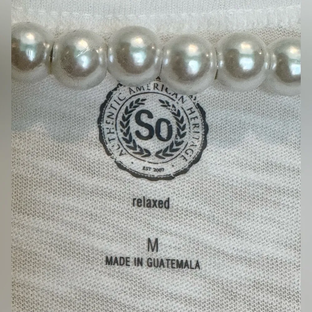 Women’s white SO short sleeve top t-shirt - tie @ waist - heathered - size Med - Image 7