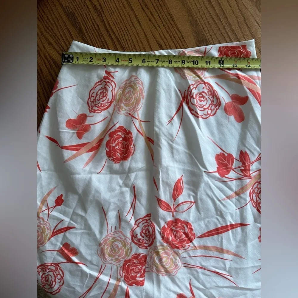 Ann Taylor Factory White Red Floral A-Line Linen Blend Skirt Size 4 - Image 9
