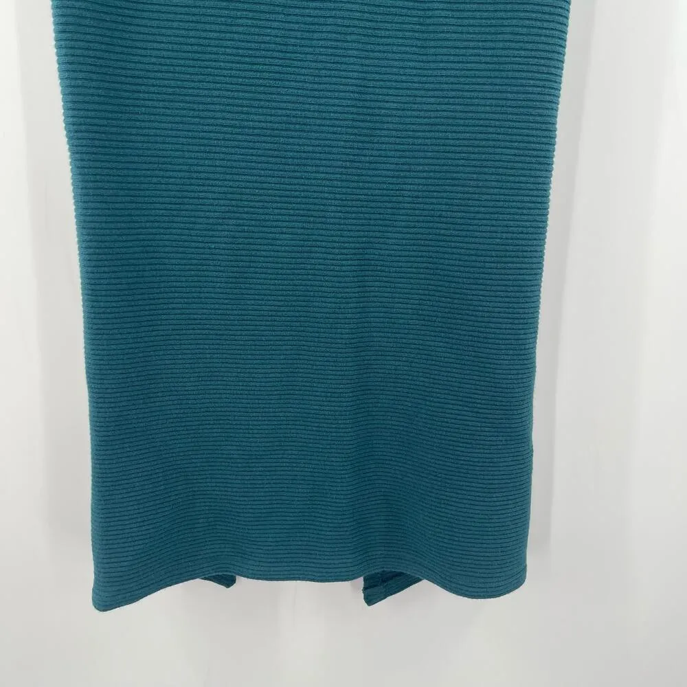 MONROW Skirt Midi Size Small Ribbed Teal Textured Back Slit Stretch NWT Casual - Image 10