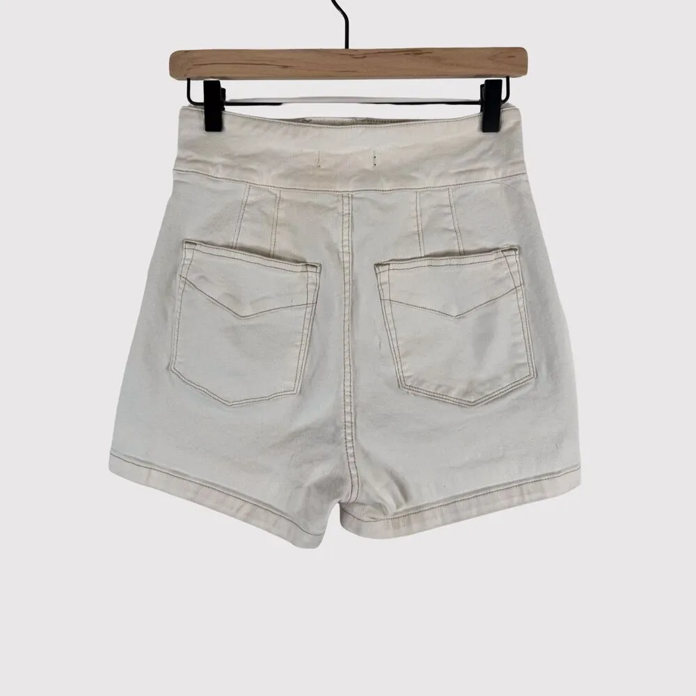 We The Free People Womens Shorts White Sammi Retro Denim Casual Jean Size 28 - Image 3