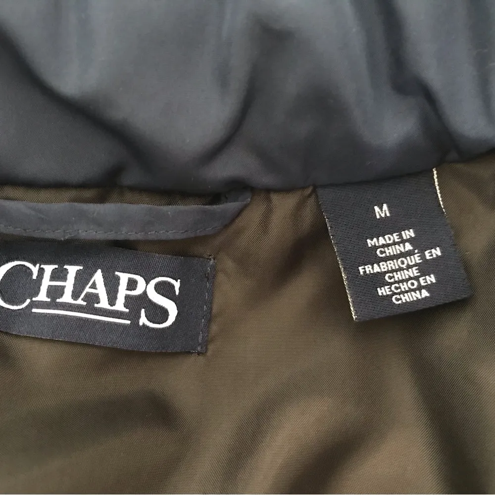 Chaps navy puff vest zip up jacket women size medium - Image 6