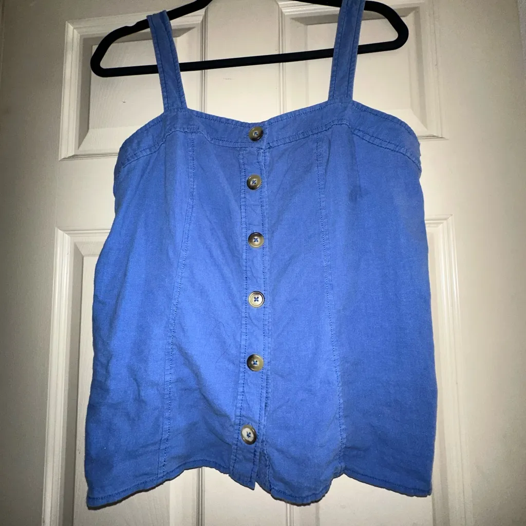 Maeve by Anthropologie Blue Button Down Tank Top size 8 - Image 2