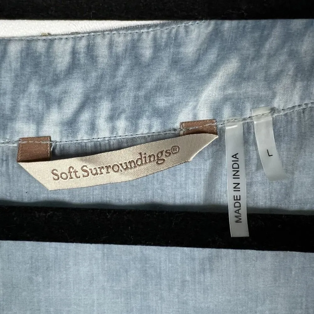 Soft‎ Surroundings Blue Boho Beach Sequined VNeck Long Sleeve Cotton Tunic - Image 6