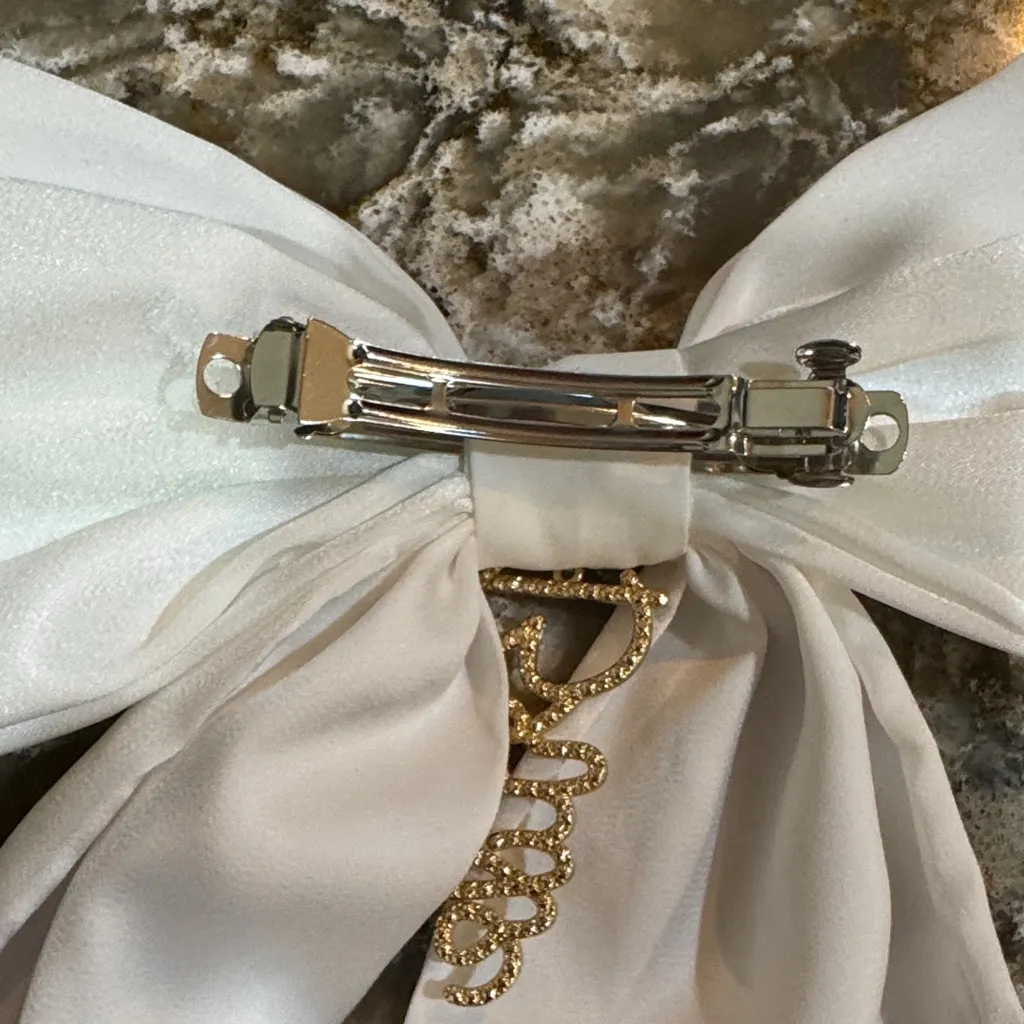 Elegant White “bride” Bow Hair Accessory - Image 4