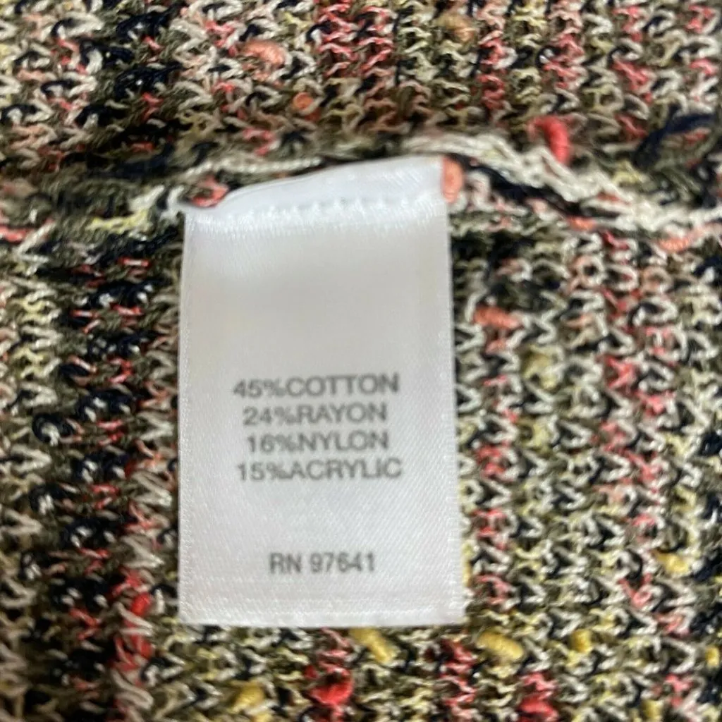 J. Jill Cardigan Sweater XS Knit Aztec Tribal Pattern Open Front Long Sleeve Orange - Image 7