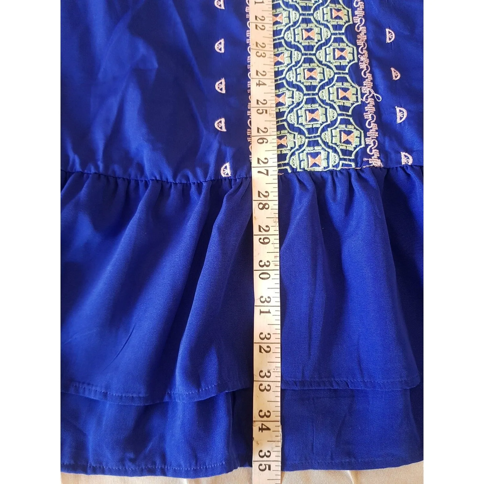 West 36th Womens Dress Sz Medium Boho Bohemian Tribal Vibrant Colorful Festival Blue - Image 14