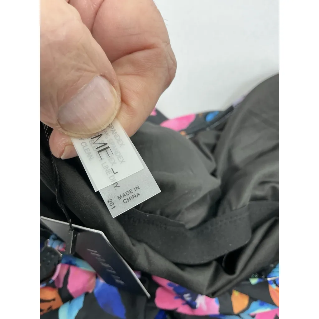 Womans NWT Tempt Me 1 Piece Floral Bathing Suit Black Spaghetti Straps Large - Image 4