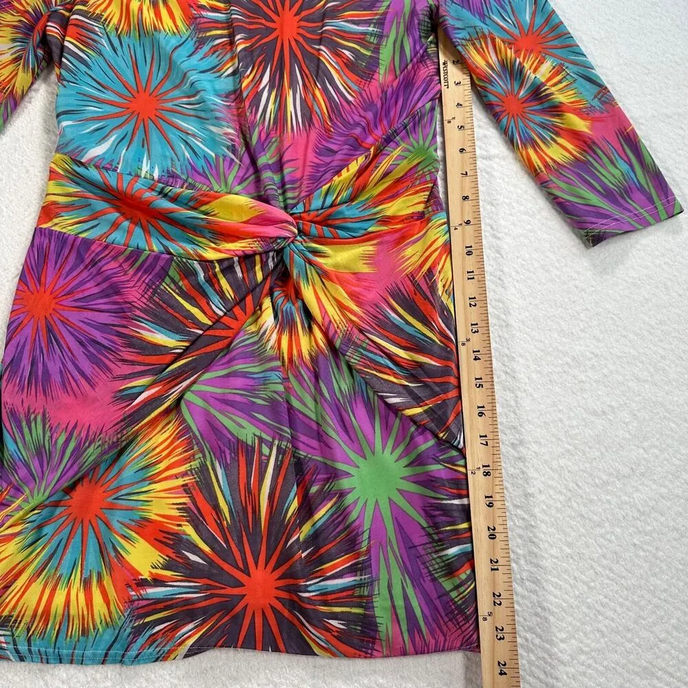 Ark & Co 3/4 Sleeve Sheath Mini Dress Women's Large Knotted Fireworks Colorful - Image 9