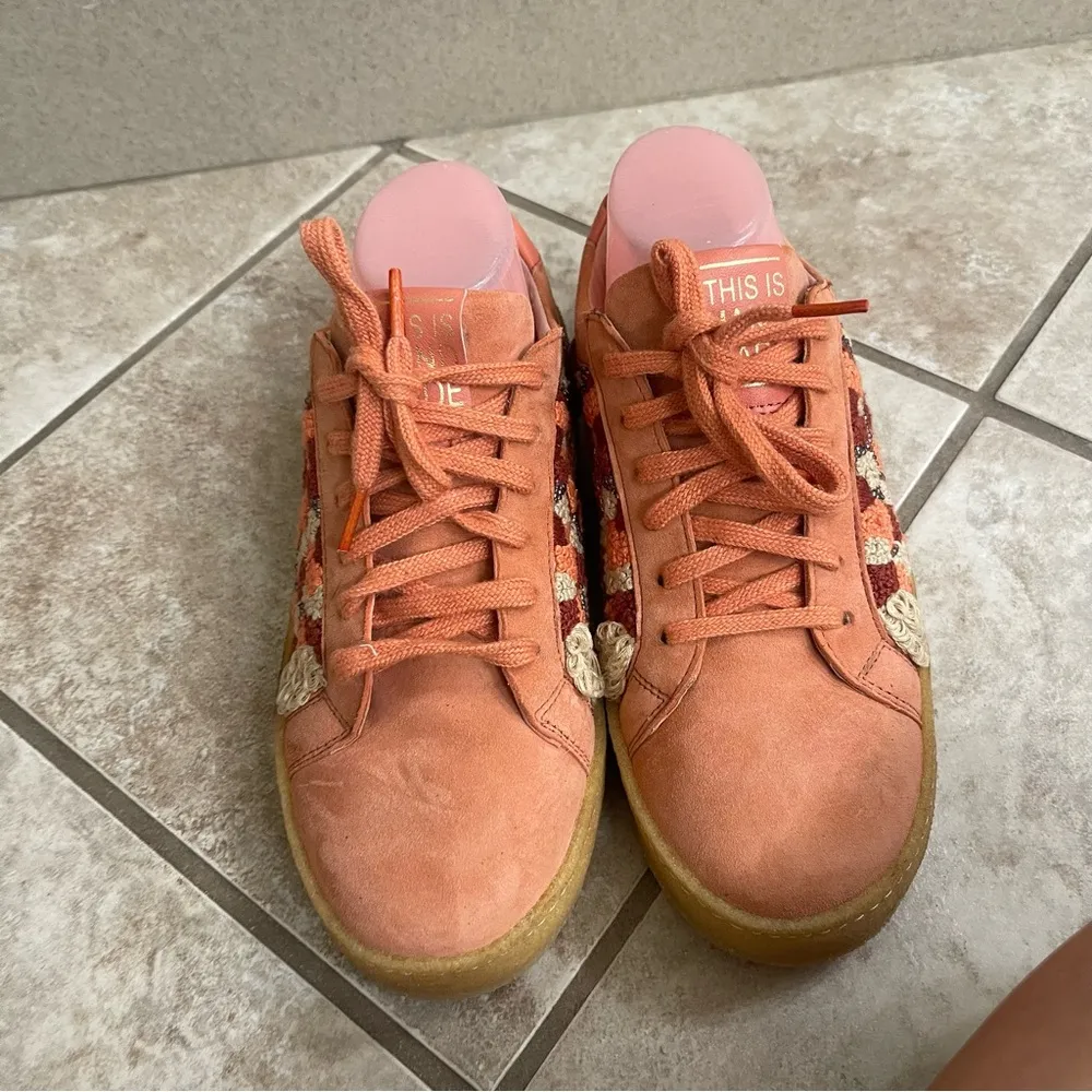 Laidback London Patchwork Sneakers Handcrafted size 39 USA 8 embroidered wore 1x Pink - Image 13