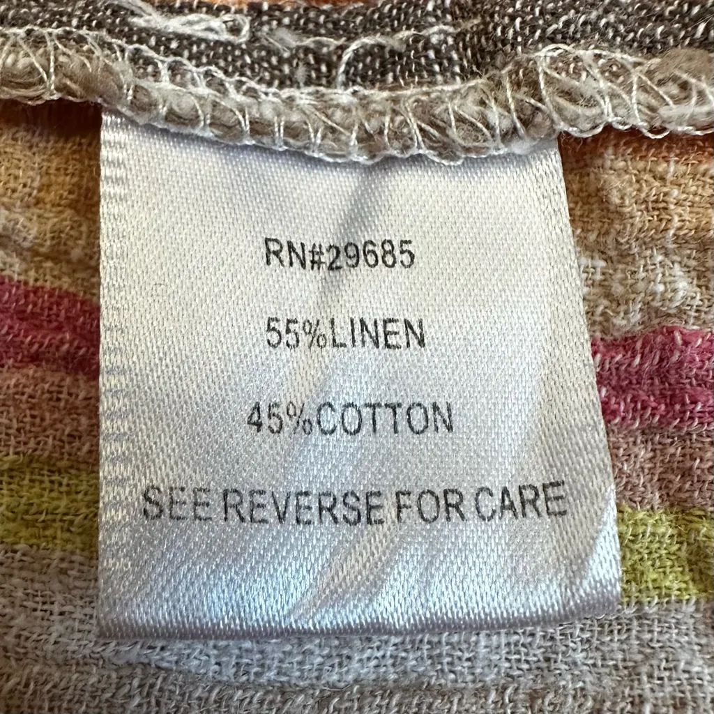 Pendleton Linen Blend Colorful Striped Button Down Long Sleeves Shirt, Sz Small - Image 11