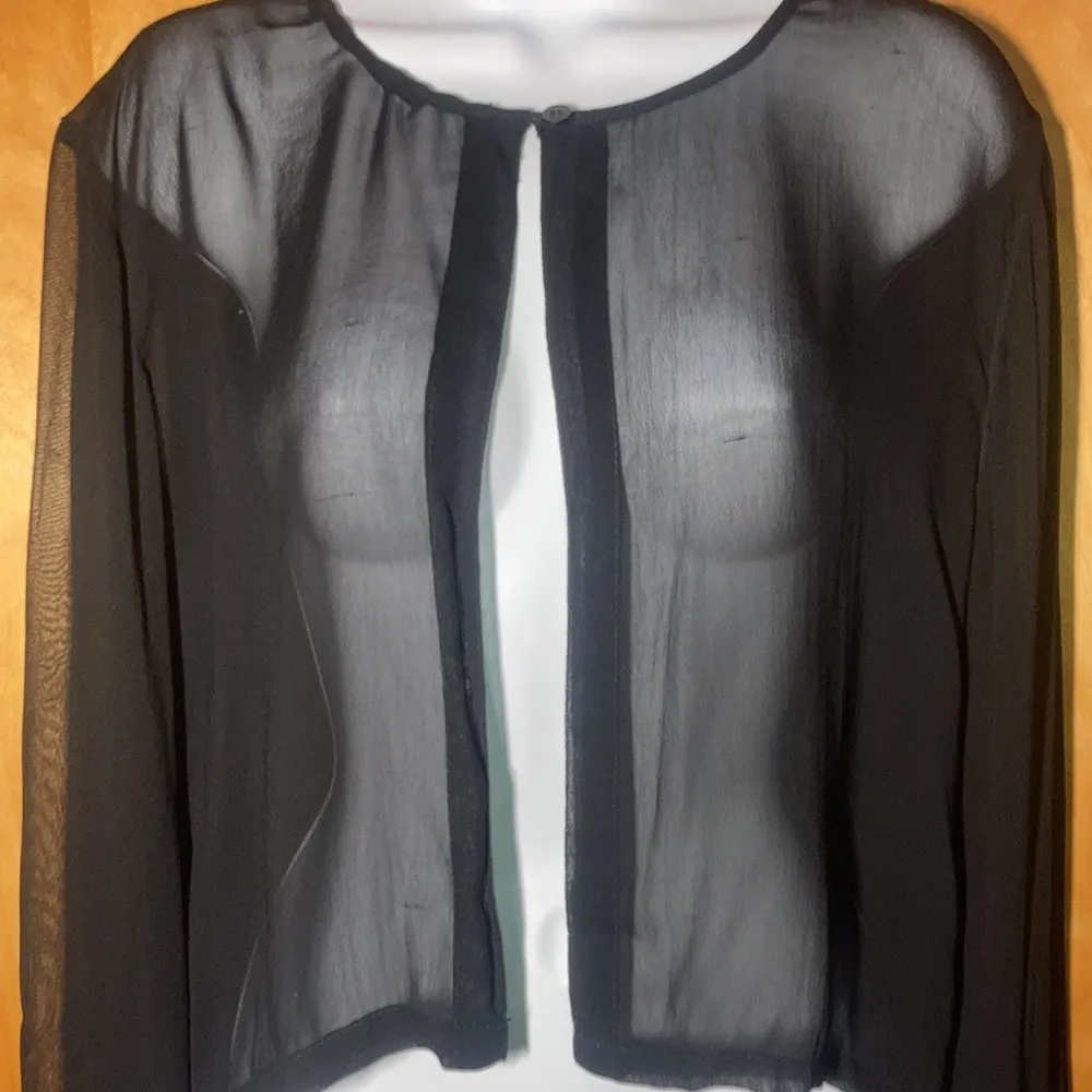 Sheer Black Nolita Blouses Top One Button Shirt Size Medium - Image 5