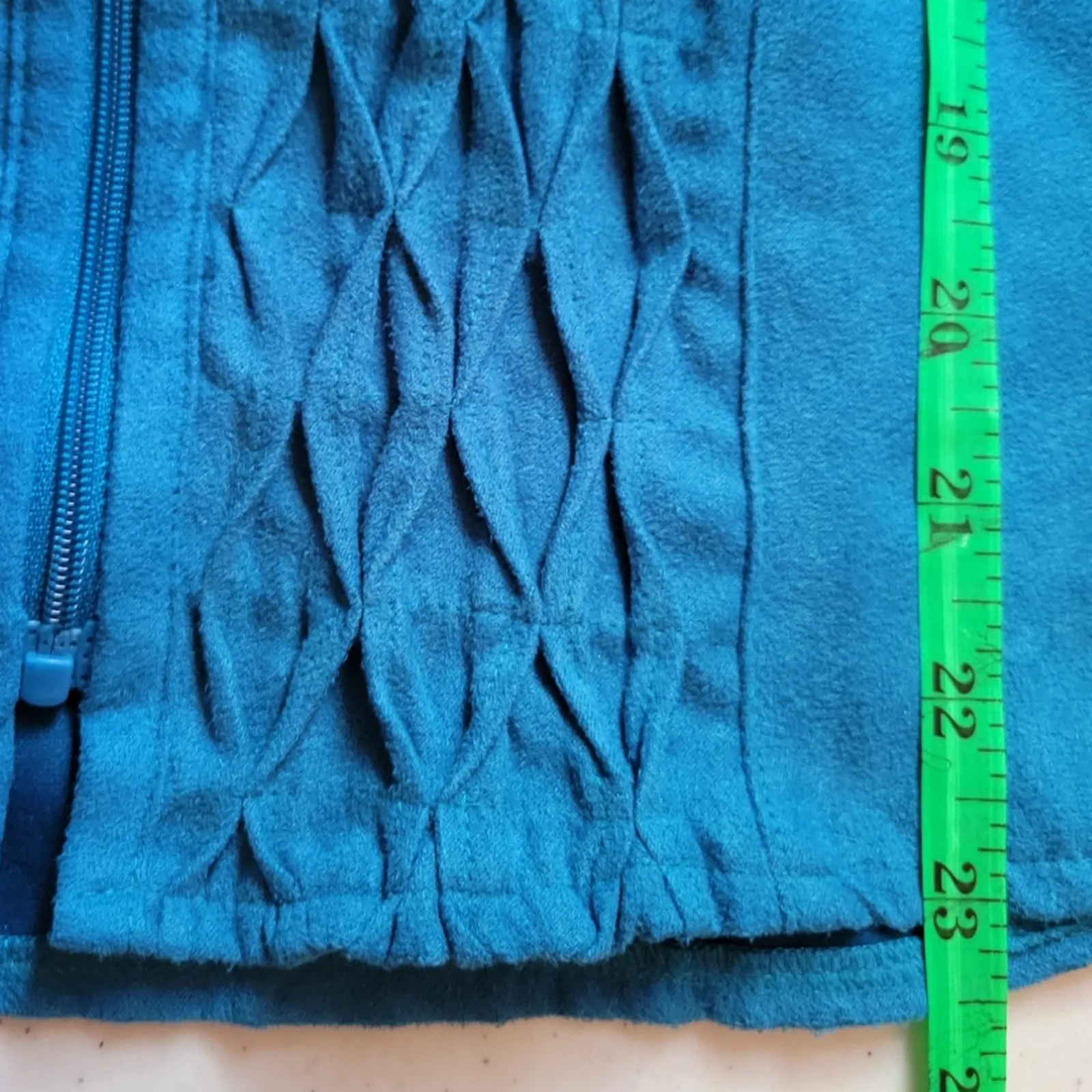 Turquoise Blue Zip Up Blazer Pin Tucked Office Casual‎ Career Retro Chic Size PM - Image 6