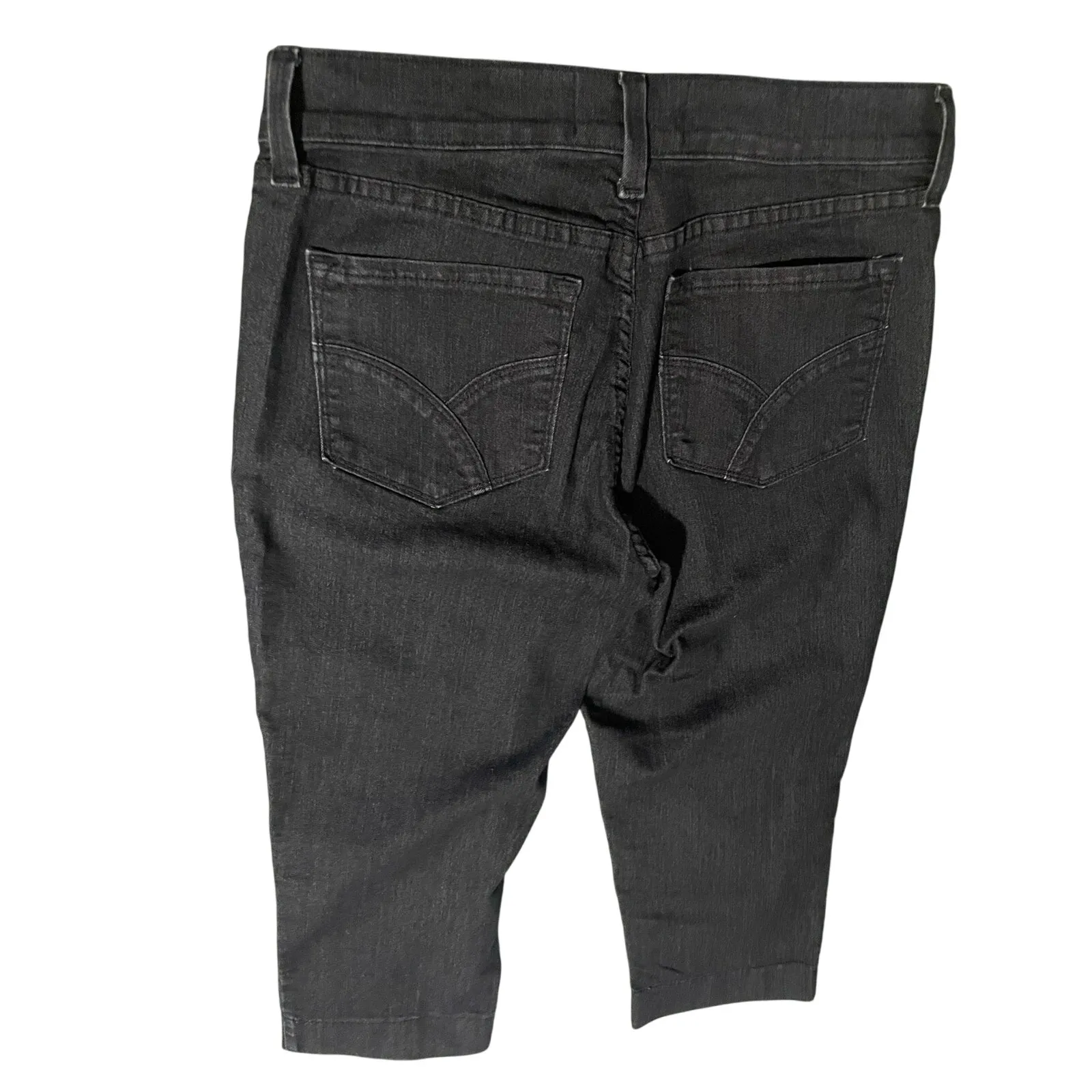 NYDJ Jeans Womens 12 Black Dark Wash Stretch Mid Rise Shaping Wide Leg Capri - Image 6