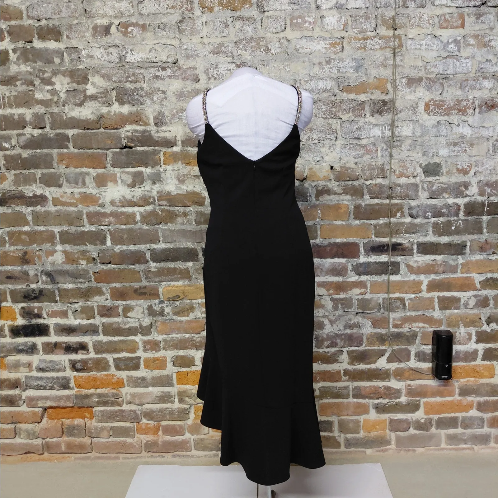 Xscape Women's Cocktail Party Dress Size 8P Black Midi Wedding Guest Night Out - Image 4