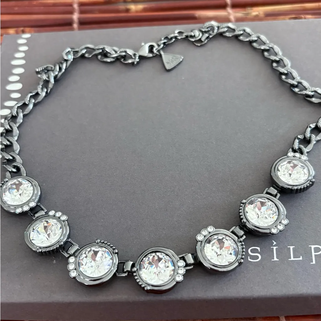 Silpada Silver Necklace Swarovski Crystal Accents KR Collection 18.5”-20” - Image 2