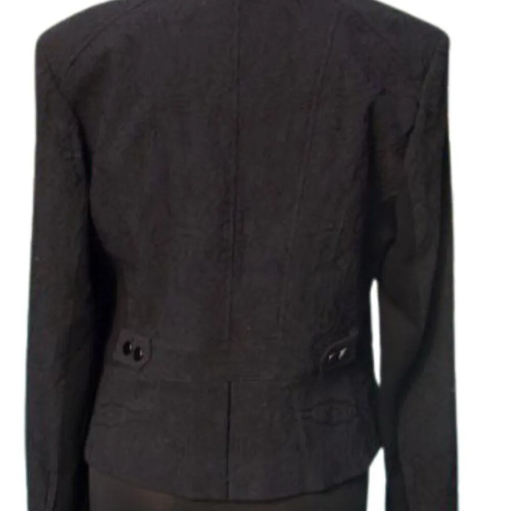 Cache Black Textured Lined Suit Jacket Top Stretch Zipper Front New NWT $188 - Image 6