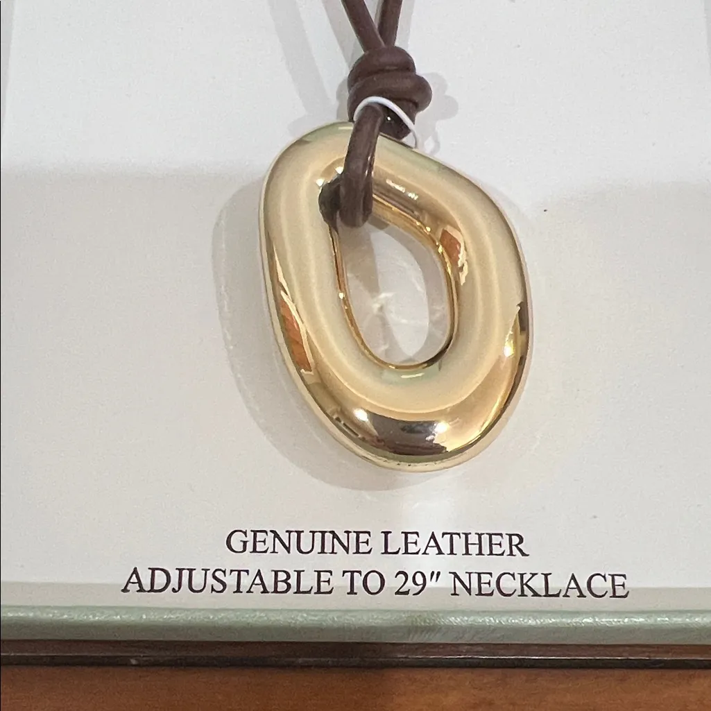 ATTERRI | Statement Piece Adjustable Leather Necklace Gold - Image 3