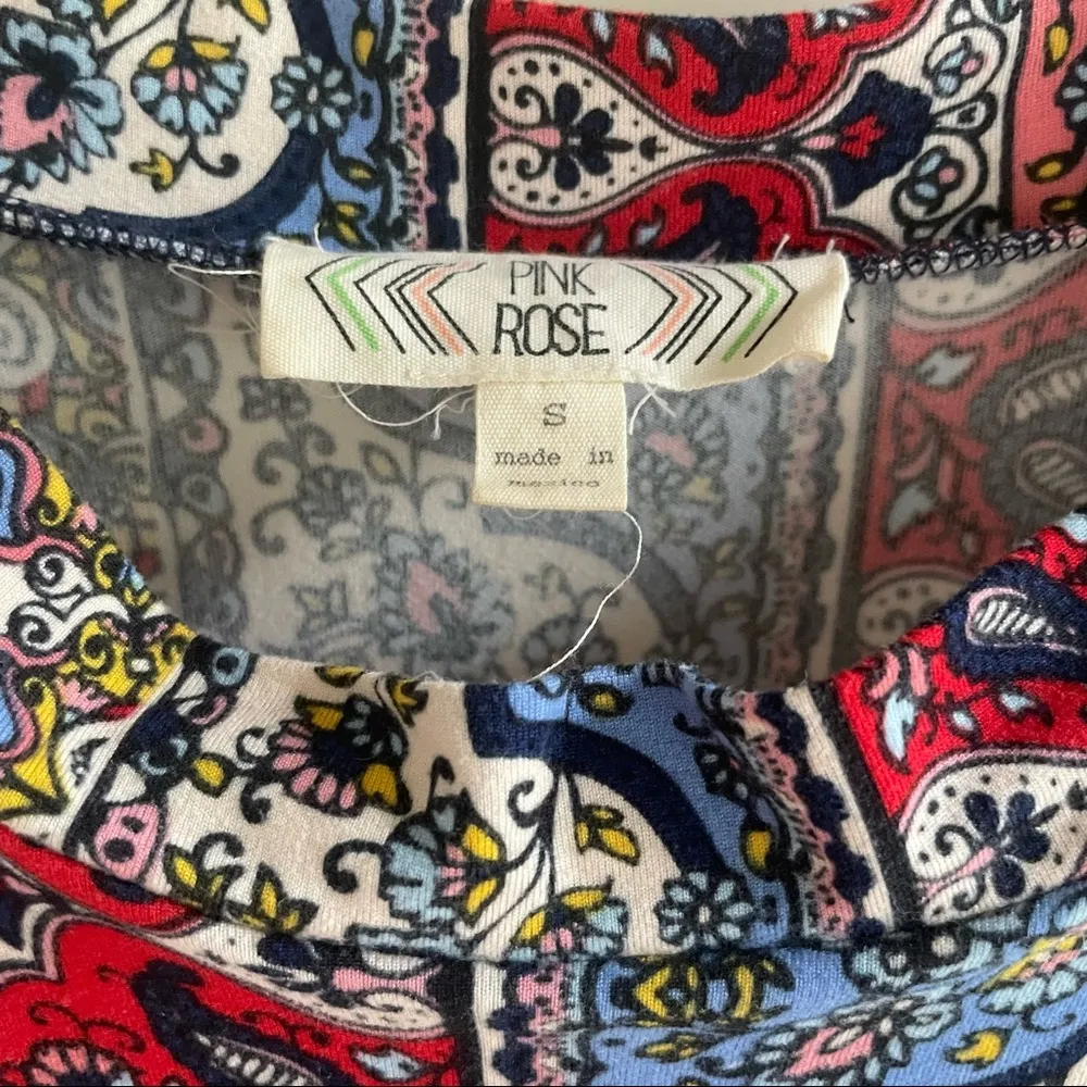 Pink rose soft and stretchy patterned sleeveless dress - Image 3