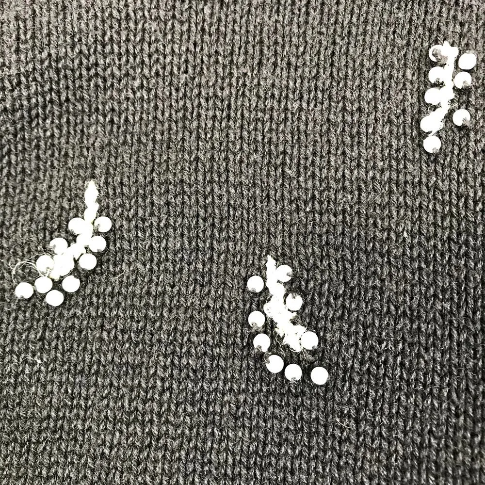 TIARA Vintage 90s Embroidered Knit Cardigan Women L Black Retro Unique Old Money Size L - Image 5