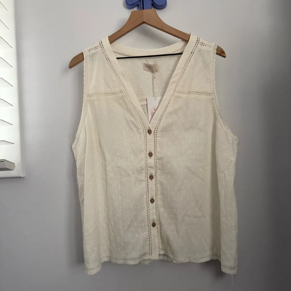 Nomad XXL NEW Fleetwood Cotton Top Coconut Relaxed Swiss Dot Semi Sheer - Image 2