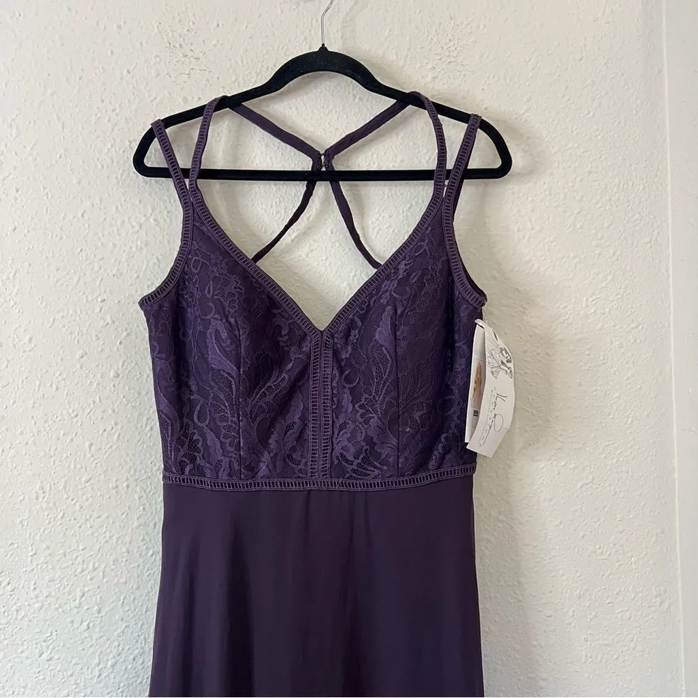 Hayley Paige 5864 Lace Bodice Chiffon A-Line Bridesmaid Maxi Dress Formal Gown - Image 6