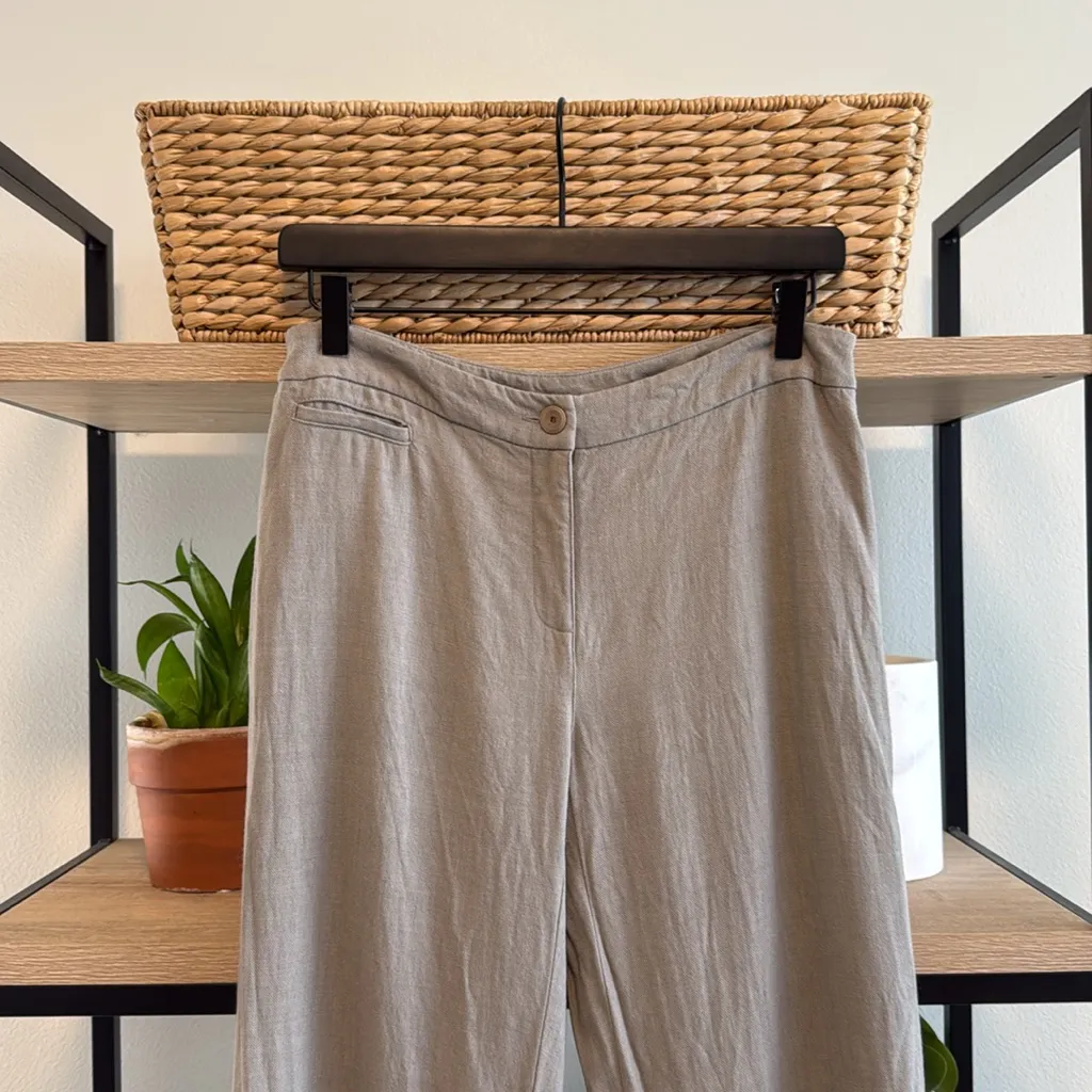 Eileen Fisher Mid-Rise Linen Blend Casual Straight Leg Pant, PS Petite Small - Image 2