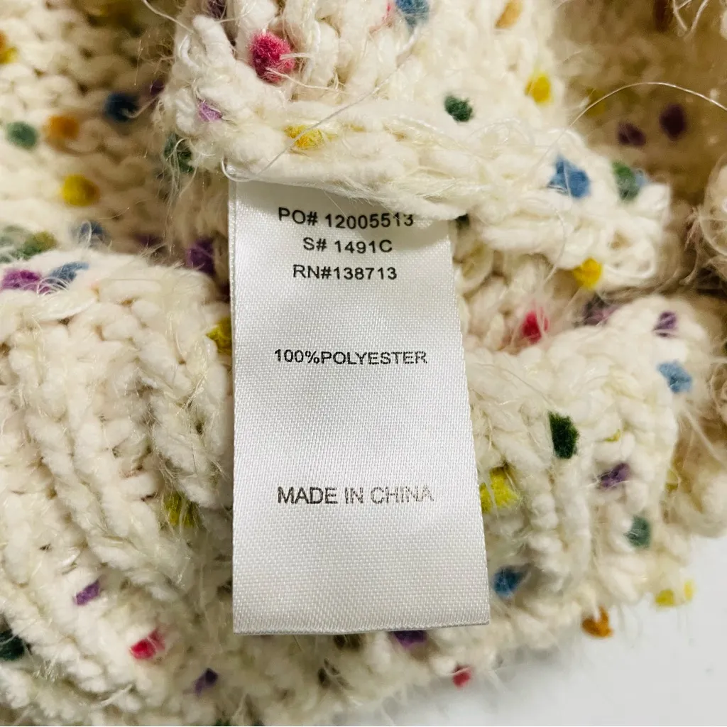 Doe & Rae Cream Confetti Knit Sweater Pullover Long Sleeve V-Neck Women’s Size L - Image 15