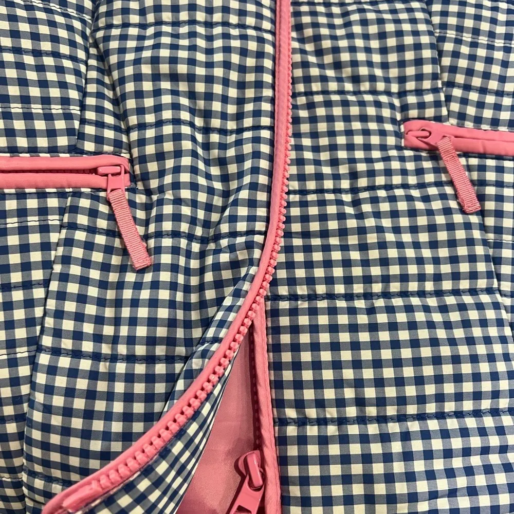Talbots Navy gingham/Checkered Vest with Pink Trim - Image 5
